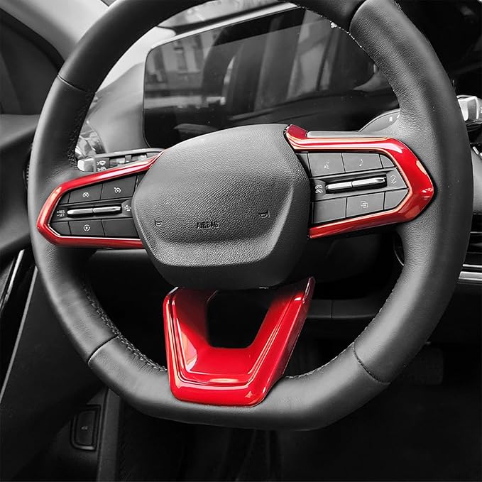 Premium Car Steering Wheel Handle Frame Cover, Compatible with Chevy Equinox 2025-2026 Accessories– Anti-Slip, Universal Fit, Easy Install & Luxury Upgrade Accessories (Red)