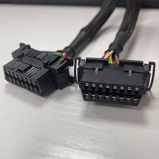 JUTA OBD2 Splitter Extension Cable Adapter 1 Male and 2 Females Extension 16PIN OBD-II J1962 Y Diagnostic Connector with Mounting Bracket (5 PCS)