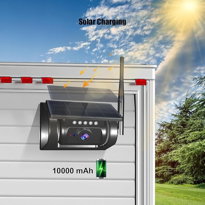 Wireless Solar Bluetooth Back up Rear View Camera for Truck,7" Apple Carplay Android Auto Touch Screen Monitor,Solar Magnetic Reverse Camera for Truck RV Cargo Trailer Camper Pickup