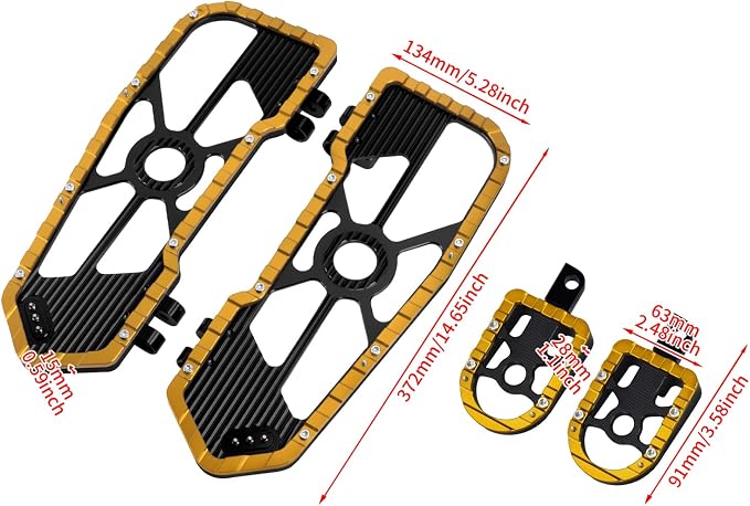 Motorcycle Floorboards Driver Passenger Footboards Wide Foot Pegs Board Pedal Compatible with Touring Electra Road Street Glide Softail Road King Yellow Edge