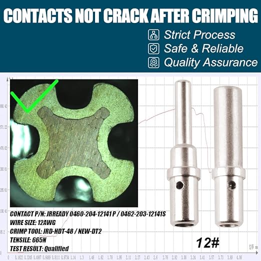 JRready ST6294 Deutsch Solid Pin, Deutsch Solid Contact Size 12, Solid Contacts for DTP DTHD Connectors,12-14AWG,25A,30 Pairs