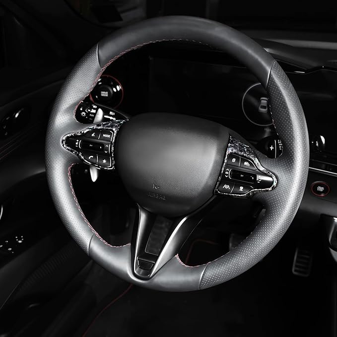 Steering Wheel Trim Control Button Cover Compatible with Hyundai Veloster JS N line 2019-2022 Hyundai Kona N Hyundai Elantra CN7 N Hyundai i30 2017-2022 Accessories (Gravel Style)