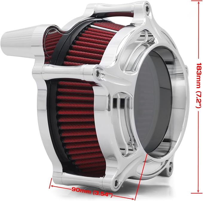 For harley davidson air cleaner filter sportster Touring street glide road king electra Dyna Softail motorcycle air intake (Chromed- red filter, C-For Touring 2008-2016)