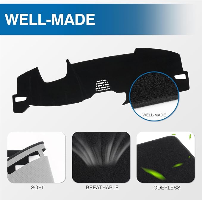 KUST Black Dash Cover for Honda Accord 2023-2026 Dash Carpet Polyester Dashboard Cover Non-Slip Dash Protector Interior Accessories for Accord Custom Fit Dash Mat Sunshade Windshield No Glare