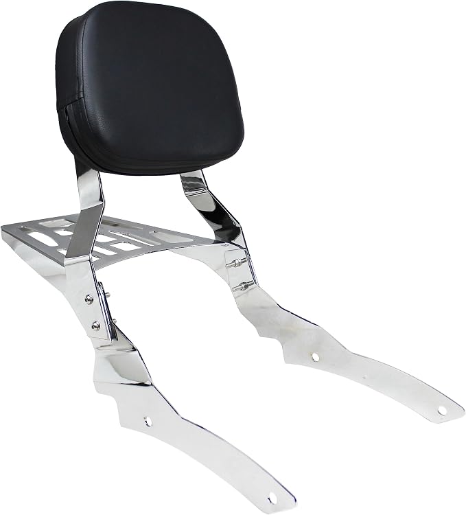 YHMOTO Motorcycle Sissy Bar Backrest with Luggage Rack For Yamaha VStar 650 400 DS650 Custom DS400 V star 1996-2017 (Style B-Chrome)