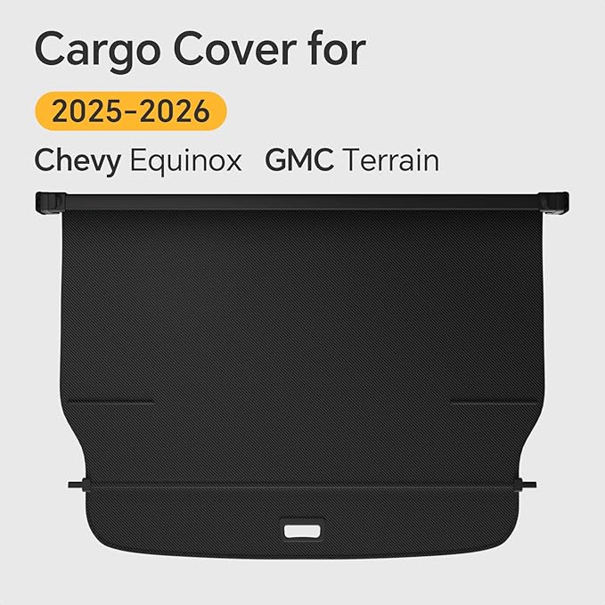 Trunk Cargo Cover for Chevy Equinox GMC Terrain 2025 2026, with Carbon Fiber Texture, Anti - Peeping Retractable Security Shade for Privacy, SUV Accessories (No Equinox EV)