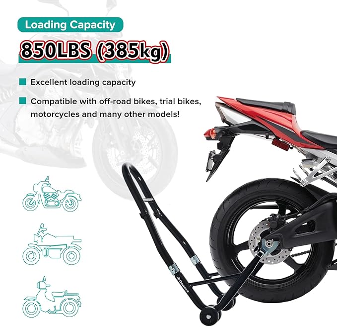 Donext Motorcycle Stand 850LB Sport Bike Rear Wheel Lift Swingarm Paddock Stands Black, Fit for BMW Yamaha Honda Kawasaki Suzuki, with U Forks