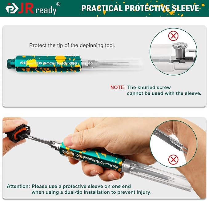 JRready ST5347 Pin Extractor Tool Kit Upgraded Pin Removal Tool with 2 Storage Handles & 26 Replacement Tips, Terminal Removal Tool Kit for Deutsch AMP/TE Molex Delphi JST Harting Connectors etc