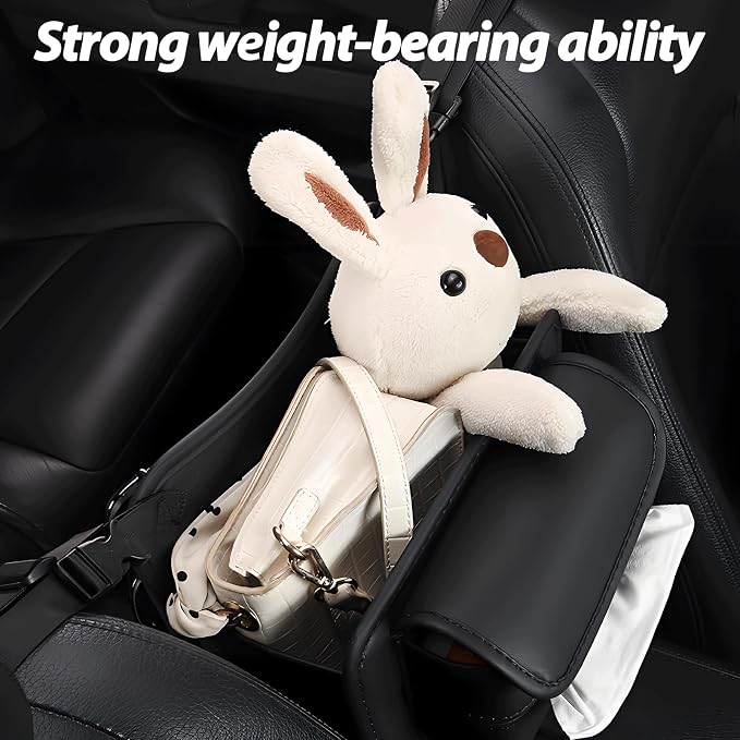 Car Organizer Storage Between Seats, Premium Leather Car Storage Bag Pocket Handbags Purse Holder with Tissue Box, Touch Screen Phone Holder, Console Front Seat Storage Barrier (Brown)