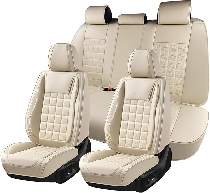 FLORICH Car Seat Covers Full Set, Leather Seat Covers for Cars, Waterproof Car Seat Protectors 5 Seats, Front and Rear Seat Covers for Cars, Automotive Seat Covers Protector Fit for Most Cars Trucks