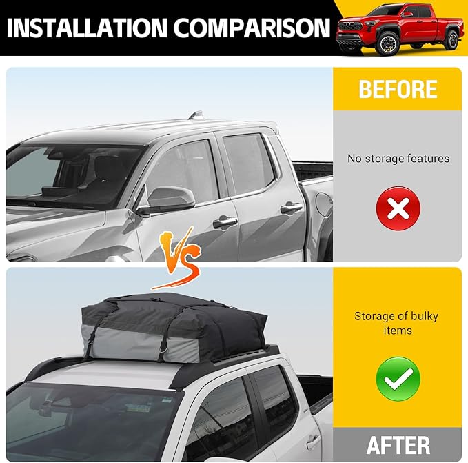 260lbs Heavy Duty Roof Rack Cross Bars Fit for 2024 2025 Toyota Tacoma Double Cab 4 Door, Aluminum Roof Rails Crossbar Cargo Carrier Pickup Accessories