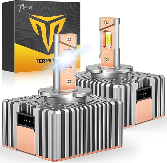 Termitor D5S Bulbs,80,000LM Super Bright 6500K Cool White, 1:1 Factory Size, 3 Min Install, Excellent Beam Pattern, IP68 Waterproof, 10 Year Life, 99% Fit, Pack of 2