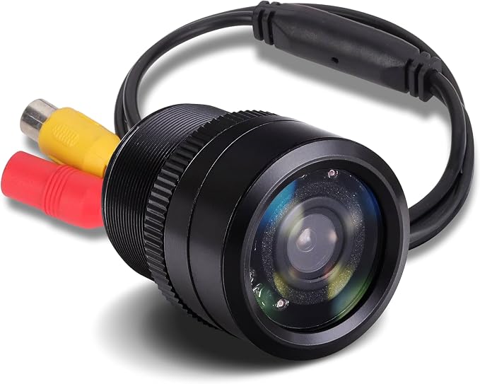 Flush Mount Rear View Camera - Marine Grade Waterproof 1.25'' Cam Built-in Distance Scale Lines Backup Parking/Reverse Assist IR Night Vision LEDs w/ 420 TVL Resolution & RCA Output - Pyle PLCM22IR