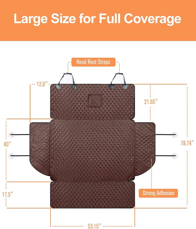 PETICON Dog Car Seat Cover and Cargo Liner, Nonslip Durable Pet Back Seat Bench Cover and Waterproof Pet Cargo Cover for Cars, Trucks, SUVs, Jeep, Bundle