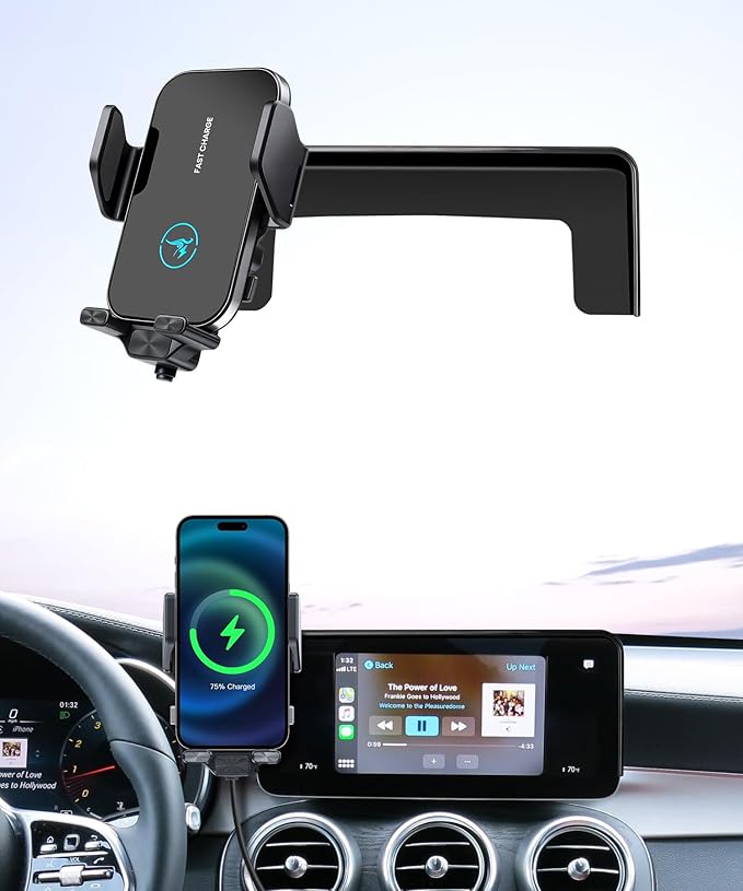15W Wireless Fast Charger for Mercedes Benz GLC-Class 2020-2022/C-Class 2019-2021 Accessories 10.25 inch Screen Fixed Clip, Auto Accessories Navigation Bracket, 360° Rotation