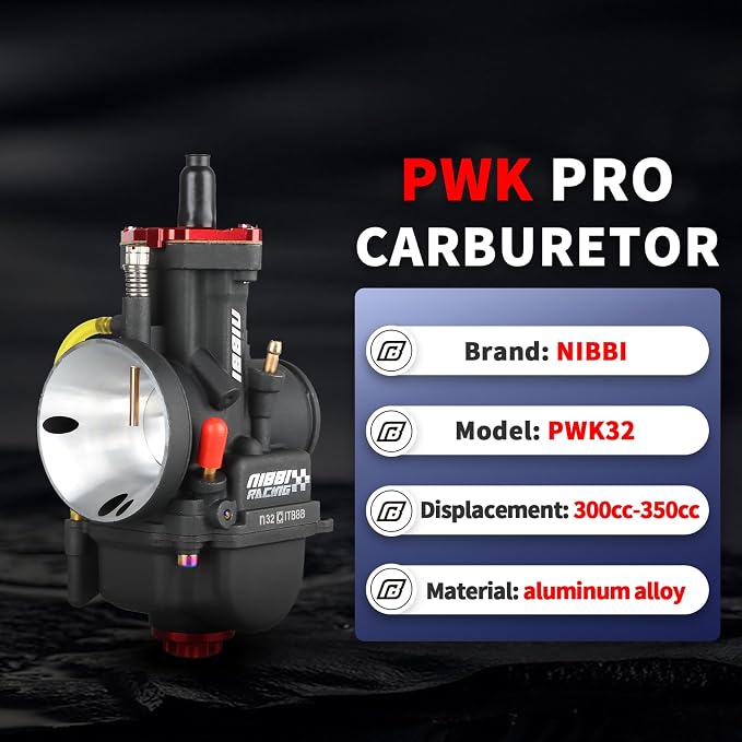 NIBBI Carburetor PWK 32mm Motorcycle, 250cc-300cc Power Carb With Carb Jets, Fit GY6 Engine Dirt Bike Mini Bike SSR TTR Apollo TaoTao ATV