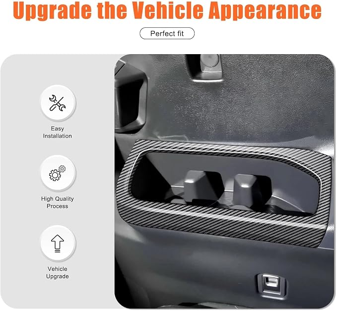 2Pcs Third Row Cup Holder Panel Cover Compatible with Toyota Grand Highlander 2024 2025 2026 Fit for 2024-2026 Grand Highlander ABS Accessories(Carbon Fiber)