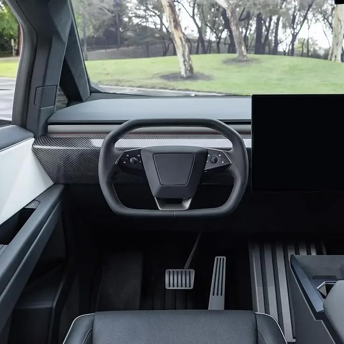 Carbon Fiber Central Control Dashboard Panel Cover Compatible with Tesla Cybertruck 2024-2026