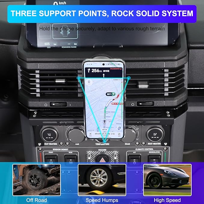 Compatible with INEOS Grenadier 2020-2024 Car Phone Mount and Walkie Talkie Mount Stand Set, Centre Console Multifunctional Track Mobile Phone Holder Expansion Platform (Style F)