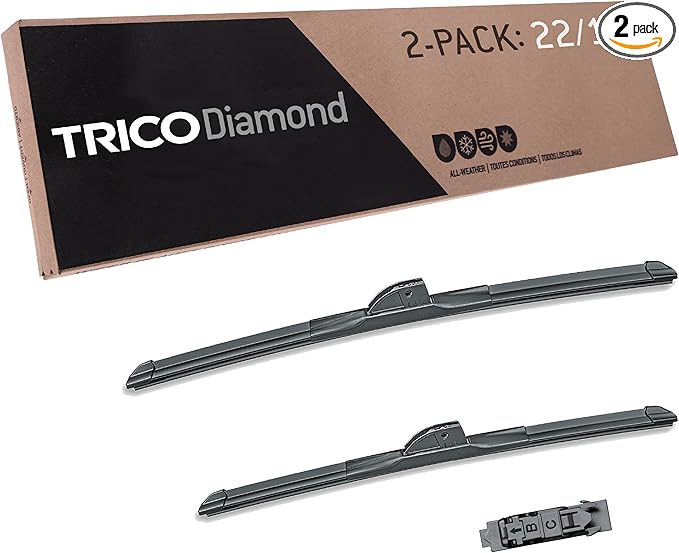 TRICO Diamond 22" + 19" Super Premium Automotive Replacement Windshield Wiper Blades (Set of 2), Passenger and Driver Side All-Weather Beam Wiper Blades for Select Vehicle Models (Item #25-2219)