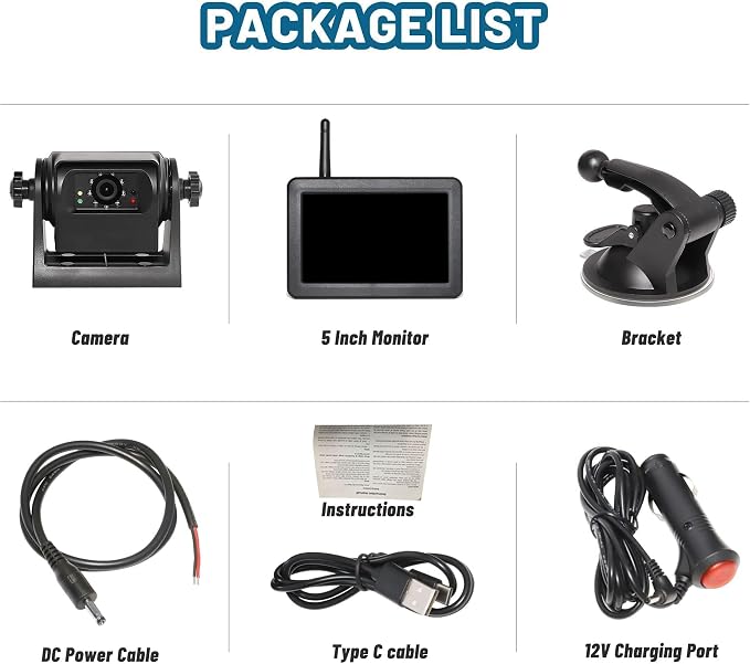 EWAY Wireless WiFi Magnetic Hitch Backup Camera 1080P HD Rechargeable Battery Powered No Wiring Rear View Reverse Monitoring Camera for Car Truck Pickup RV Camper 5th Wheel Horse Trailer Boat Trailer
