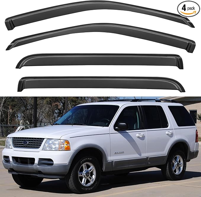 Window Visors Rain Guards Shield for 2002-2010 Ford Explorer/Mercury Mountaineer, Out-Channel Window Vent Wind Deflectors Visors Shades for 2003-2010 Lincoln Aviator