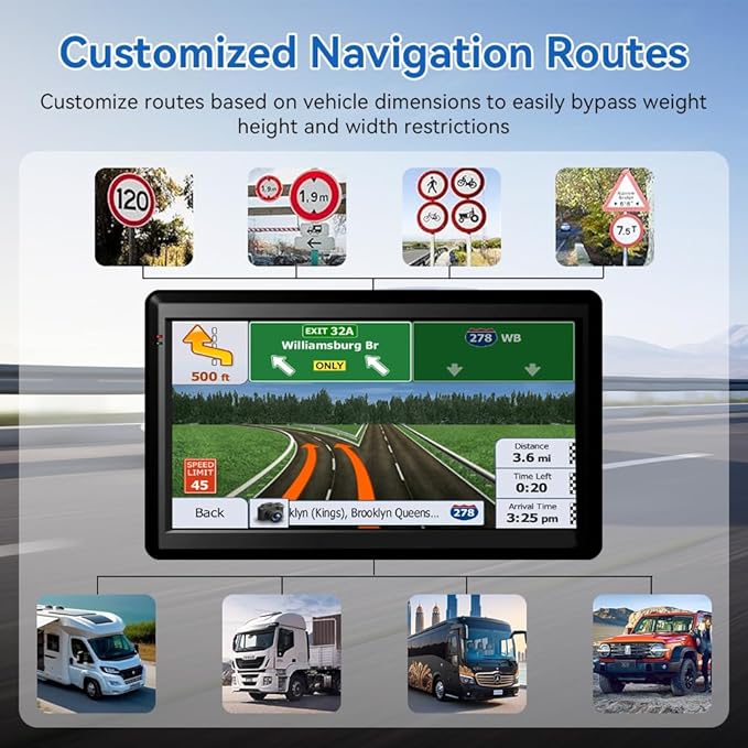 JFX GPS Navigator for Car Truck RV, 7" Touchscreen GPS Navigation System for Car with 2026 Map, Voice Turn-by-Turn Guidance, Speed & Red Light Warning, Custom Truck Routing, Free Lifetime Updates