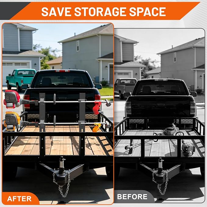 Weed Eater Rack for Trailer, 2 Place Heavy Duty Rust-Proof Weedeater Racks, Trimmer Rack for Open Trailer Truck with Combination Locks