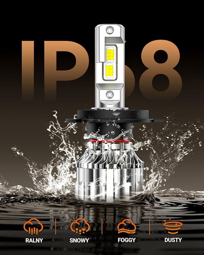 SEALIGHT H4 LED Bulbs, 46000LM Super Bright, 6500K Cool White H4 Bulbs with 15,000RPM Turbo Cooling Fan, 10-Year Lifespan, Pack of 2