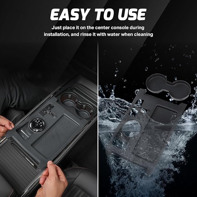 for 2022 2023 2024 2025 Ford Fusion Car Gear Shift Panel Trim Cover Silicone Center Console Waterproof Coaster Black Wireless Charging Protective Pad Automotive Interior Accessories