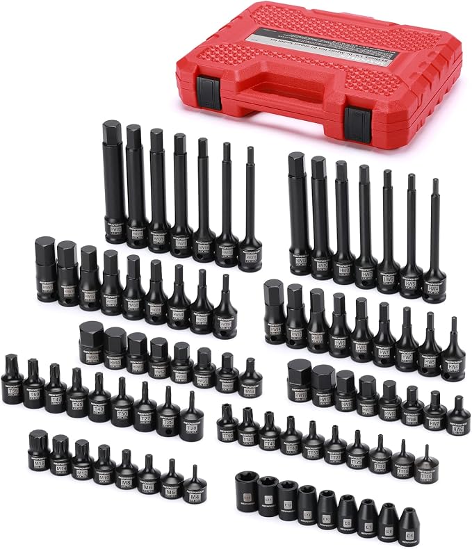 MIXPOWER 3/8" Drive Master Hex Bit Impact Socket Set, Solid One Piece Construction, Chrome Molybdenum Steel, 84 Pieces Set