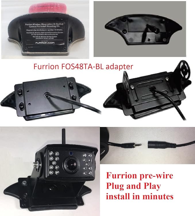 4Ucam HD 1080P Digital Wireless Backup Camera + 7" DVR Monitor Quad-View Compatible for Furrion FOS48T-BL/FOC12TA/FRCBRKT-BL Pre-Install Mounting for RV, Truck, Trailer, 5th Wheels IR Night Vision