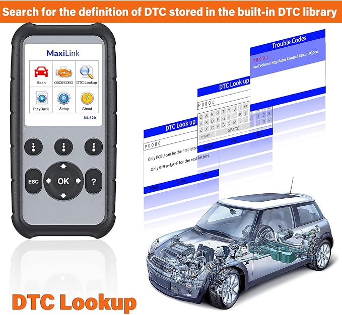 Autel MaxiLink ML629 Automotive OBD2 Scanner, 2026 Newer Model Upgraded of AL619, ML619, AL519, Car Code Reader Check Engine ABS SRS Transmission Diagnostic Scan Tool, Auto VIN, Ready Test, DTC Lookup