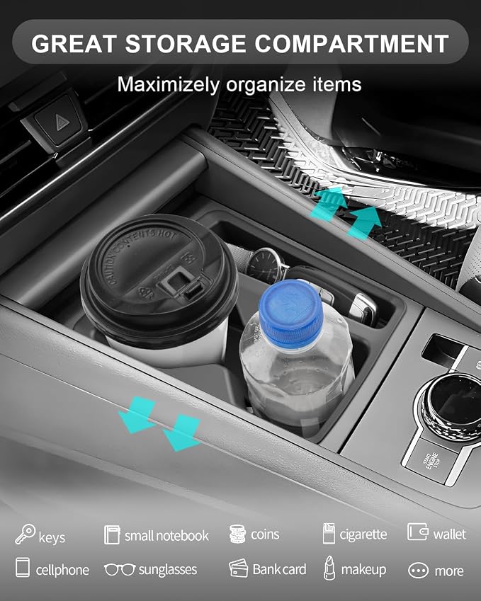 CDEFG for 2025 2026 Tiguan Center Console Organizer, for 2025 2026 Tiguan Accessories Middle Console Organizer Tray Cup Holder Storage Box