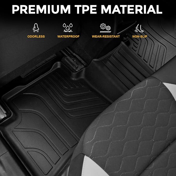 Floor Mats for Toyota Corolla 2020-2026, All Weather Floor Mats Trunk Cargo Liner and Door Sill Guards Accessories, Full Coverage Set (Fit Sedan Models)