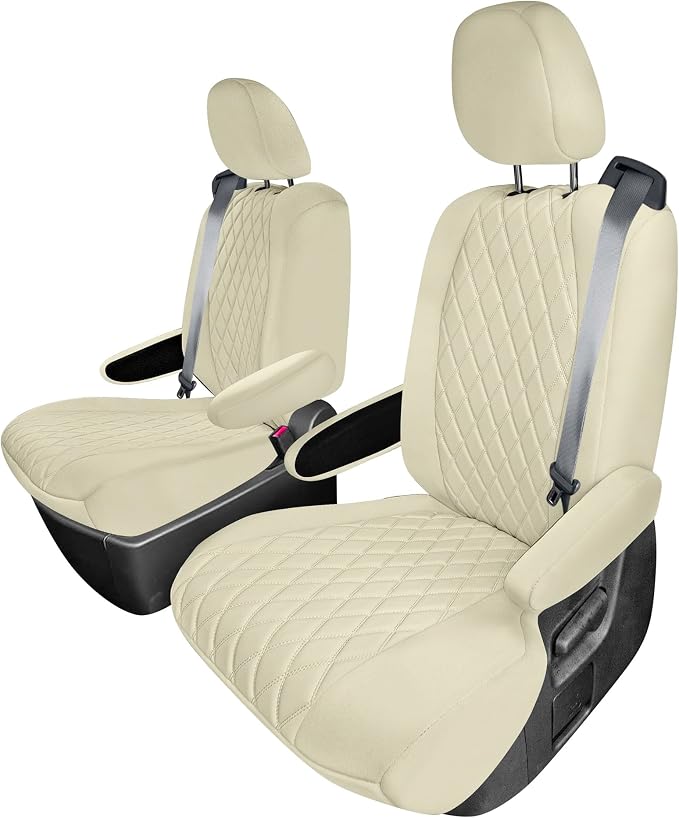 FH Group Custom Fit Car Seat Covers Specifically Made for Toyota Sienna 2021-2024, Solid Beige Ultraflex Neoprene 2nd Row Set Automotive Seat Covers, 7 Seater SUV Seat Covers, Toyota Accessories