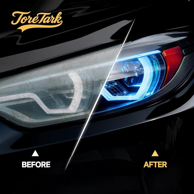 toretark Real Ceramic Coating for Cars Polish (16 Fl Oz) & Real Ceramic Coating for Glass (3.38 Fl Oz) & Headlight restoration kit (3.38+ 0.68Fl Oz)