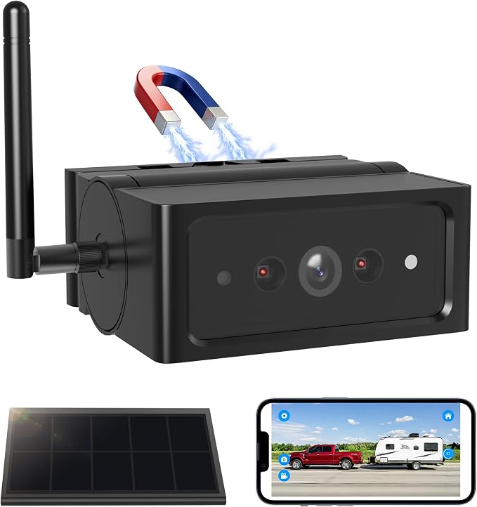 AUTO-VOX Magnetic Wireless Backup Camera with WiFi Connection | No Monitor Needed, Snaps On in 1 Sec, Solar Powered for Longer Runtime, Reliable Live View up to 230FT for Truck Trailer RV
