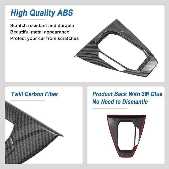 Carbon Fiber Gear Shift Panel Cover Compatible with Ford Mustang 2024 2025
