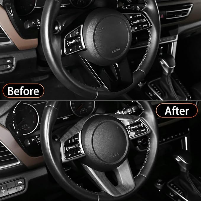 YOUTOOCAR Steering Wheel Cover Trim Compatible with Kia Seltos 2021-2023 Accessories (Wood Grain)