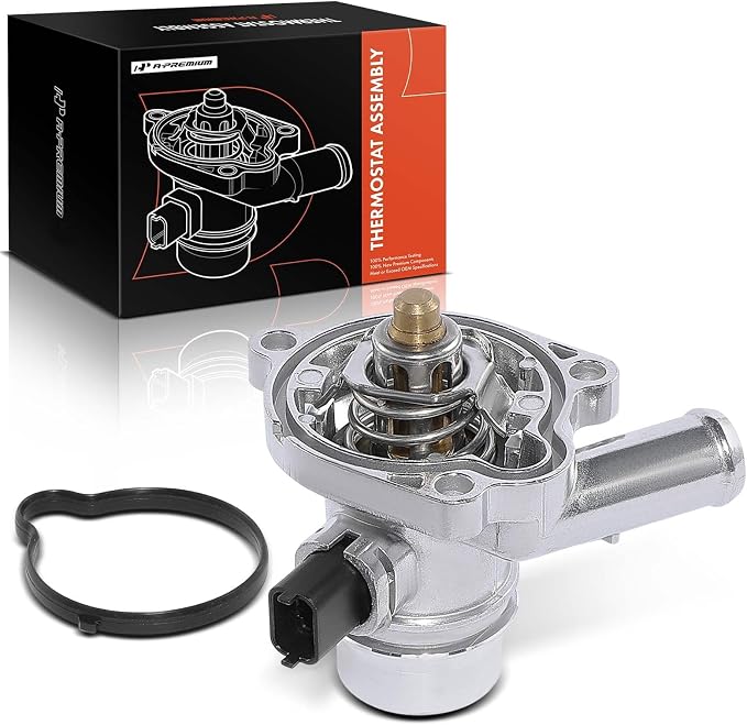 A-Premium Upgraded Aluminum Engine Coolant Thermostat Housing Assembly with Sensor & O-ring Compatible with Chevy Cruze 11-16, Sonic 12-20, Trax 13-21 & Buick Encore 13-21, 1.4L, Replace# 55565336