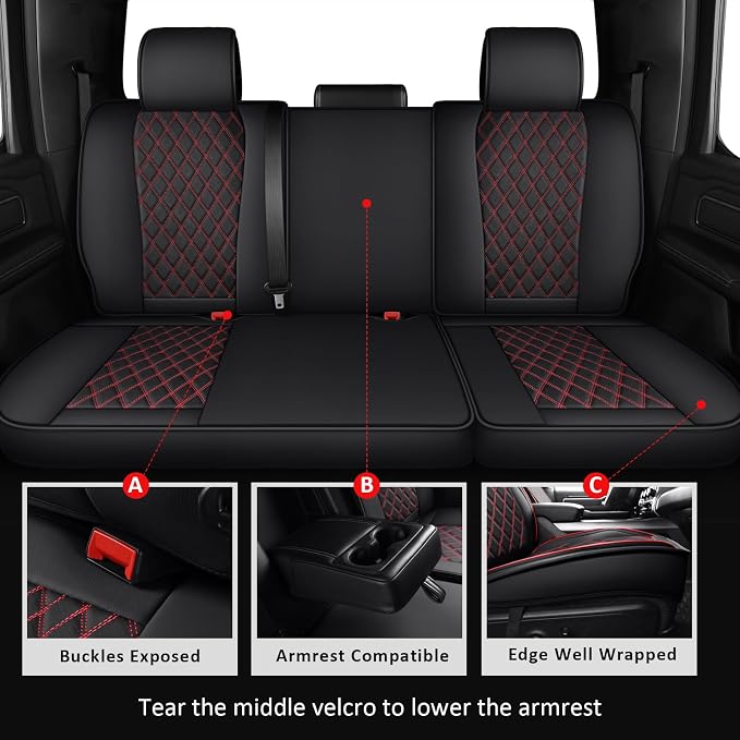 MIROZO Silverado Seat Covers,Truck Seat Covers Compatible with 2007-2013 and 2019-2026 Chevy Silverado GMC Sierra 1500 2500HD 3500HD Pickup Seat Cover Truck Accessories(Red,Full Set)