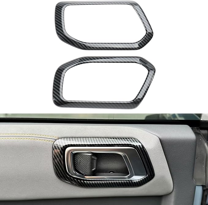 Carbon Fiber Interior Decor Cover Kit Compatible with Ford Bronco 2021-2024, Gear Shift Panel Cover Inner Door Handle Cover Steering Wheel Cover - Not Fit Manual Transmission