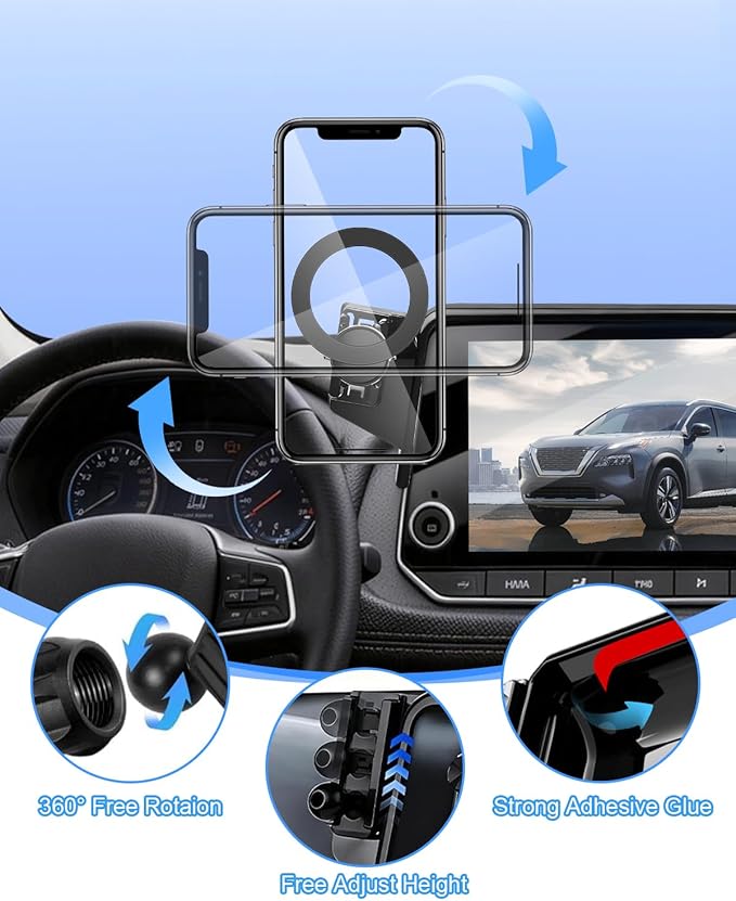 PZK Car Phone Holder for Nissan 2021-2025 Rogue/2020-2025 Sentra/2019-2025 Altima Accessories, Phone Mount for Rogue Sentra Altima 8-inch Screen Car Phone Mount Compatible with Magsafe 360° Rotation
