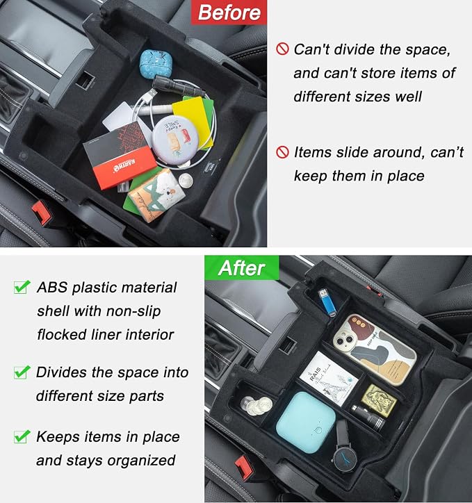 PIMCAR Compatible with 2019-2026 Dodge RAM 1500 Center Console Organizer and Windshield Sun Shade Interior Accessories
