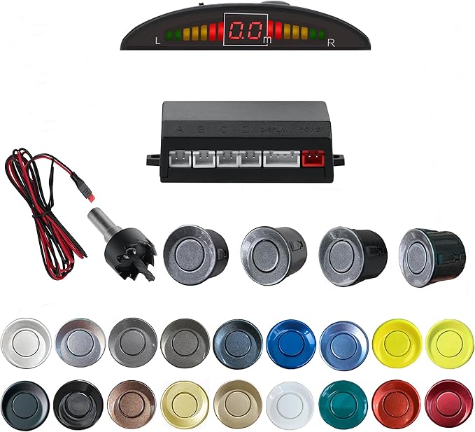 Parking Sensor Kit Backup Sensor Kit Reverse Sensor for Car 18 Color Options for Probes Adjustable Alarm Volume Professional Sensore de Reversa para Carro Safe Driving Assistant（Grey）