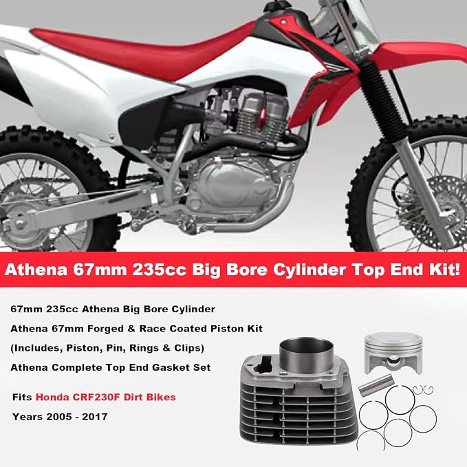 67mm Cylinder Piston Top End Kit Compatible with Honda CRF230 FTR223 XR230 SL230 2003-2017