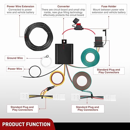 Nilight 4 Pin Trailer Wiring Harness Kit 56165 Vehicle Standard 4 Way Connector Custom for 2006 2007 2008 2009 2010 2011 2012 Toyota RAV4 Simple Fit Tow Hitch Accessories