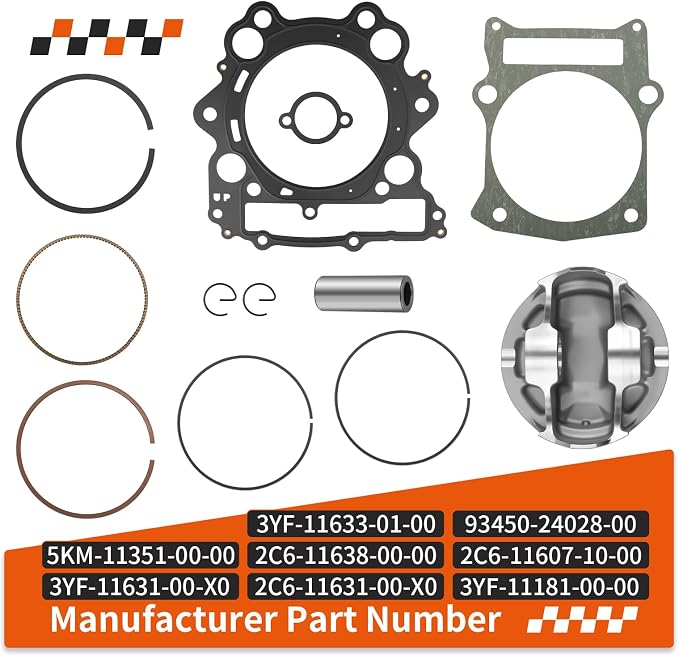 Top End Rubuild Kit 100mm STD Forged Piston For Yamaha Grizzly Rhino Raptor 660 YFM660F/R YXR660 2002-2008 3YF-11631-00-X0