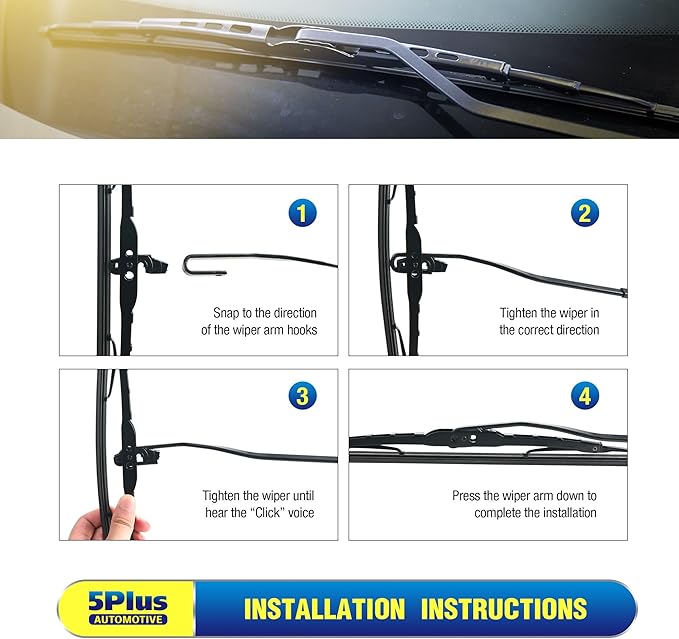 5 PLUS® 22" Wiper Blades 2 Pack Replacement for Ford F150 F250 F350 F450 F550 2023 2022 2021 2020 2019 2018 2017 2016 2015 2014 2013-2009-OEM Quality Premium All-Season Windshield Wiper Blades